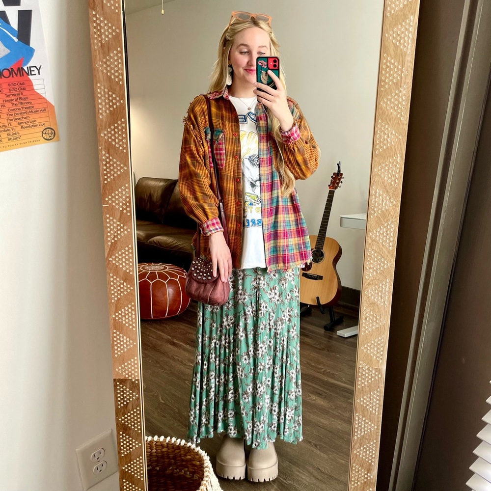 Vintage Patchwork Plaid Button Down Flannel - image 2